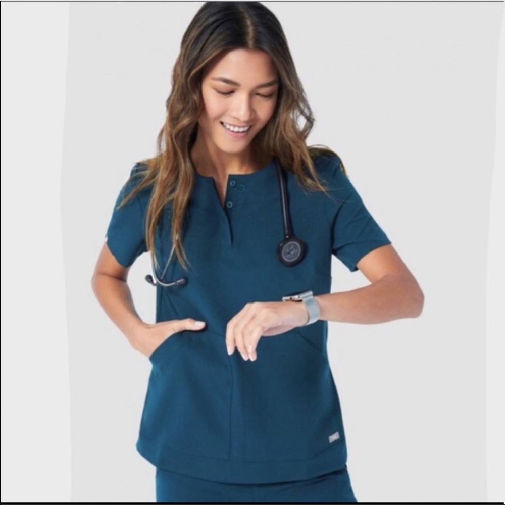 Figs Caribbean blue top